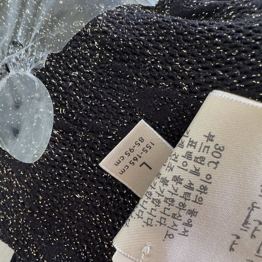 NEW GUCCI TIGHTS BLACK GOLD KNIT GG SZ L 691619 - Picture 7 of 10